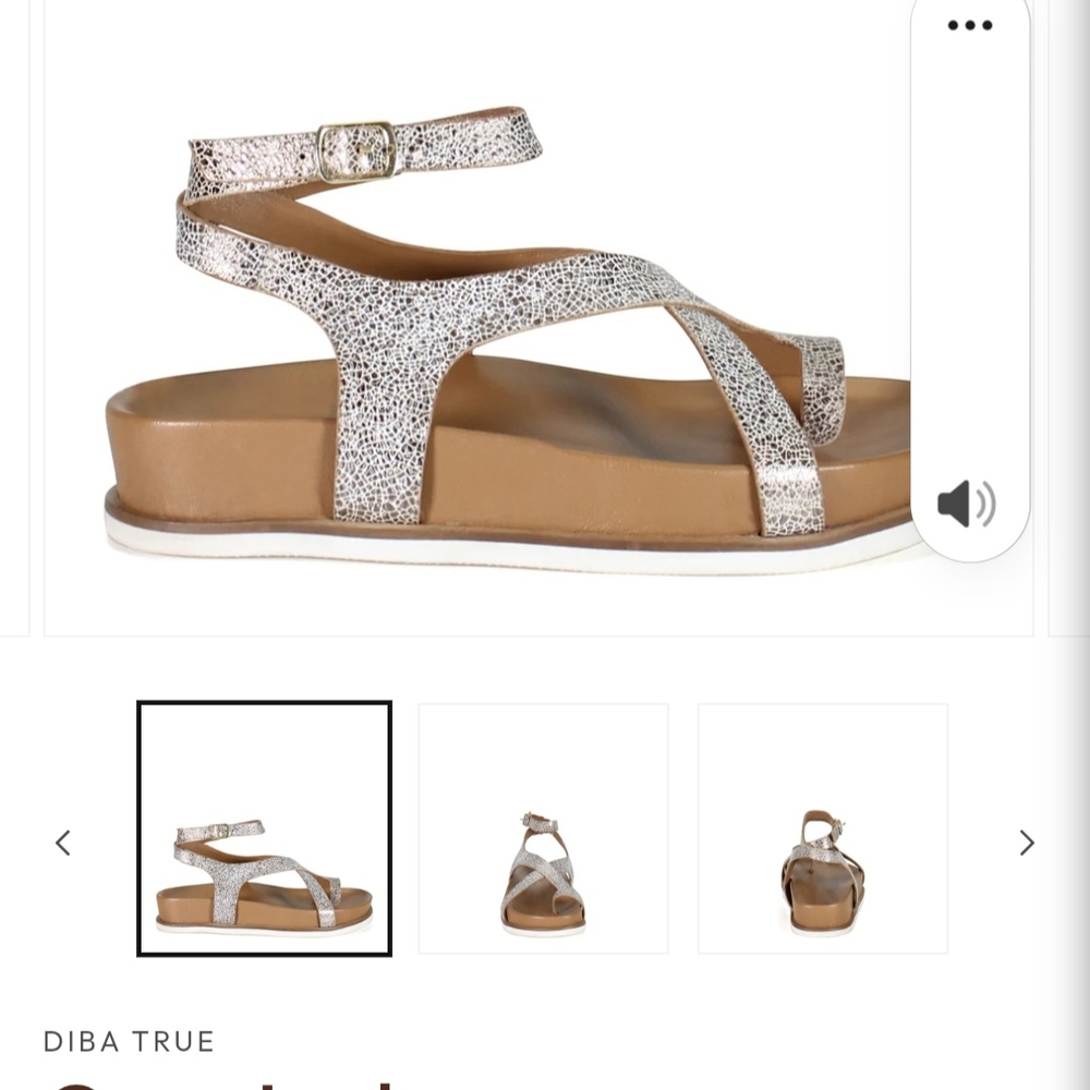 💋💋 DIBA TRUE Silver Metallic Strappy Sandals NWB Never Worn - Picture 4 of 7